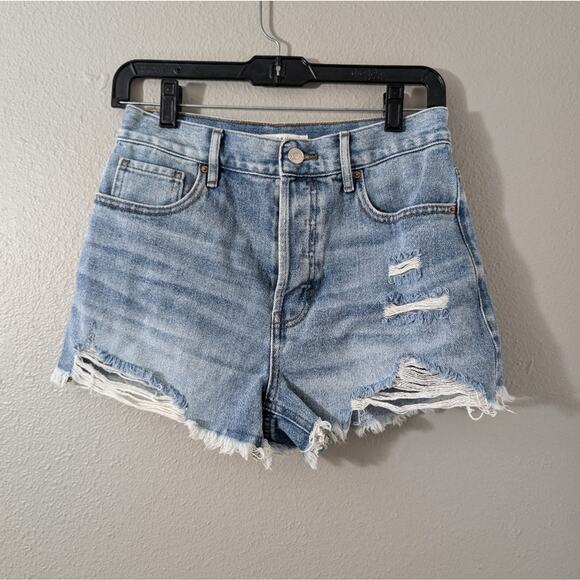 PacSun Light Blue Ripped Vintage High Waisted Denim Shorts - Picture 5 of 10